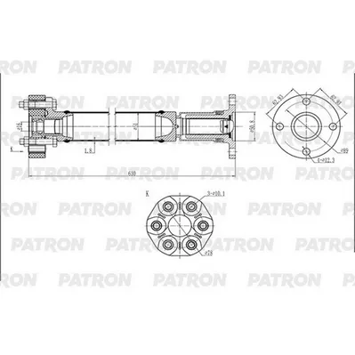 Вал карданный SSANG YONG Kyron 2005- AWD (2.7 D27 / 3.2 E32) PATRON PKR005