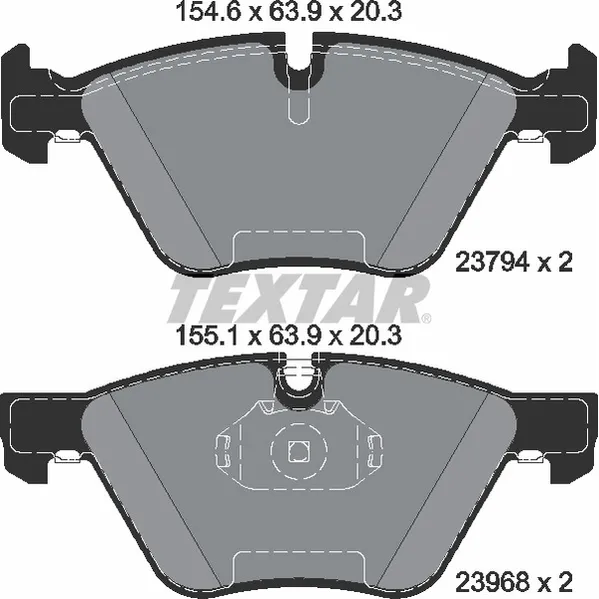 Колодки передние с противошумной пластиной Q+ BMW E81 E87 E90 E91 E60 E65 TEXTAR 2379401