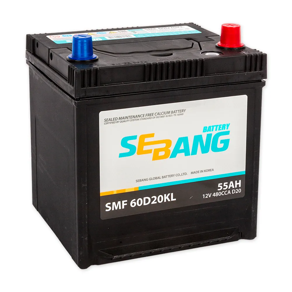 Аккумулятор SEBANG JIS 55 А/ч обратный R+ 202x175x225 D20 EN 480 А
