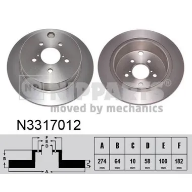 Диск тормозной задний 274X10 NIPPARTS N3317012