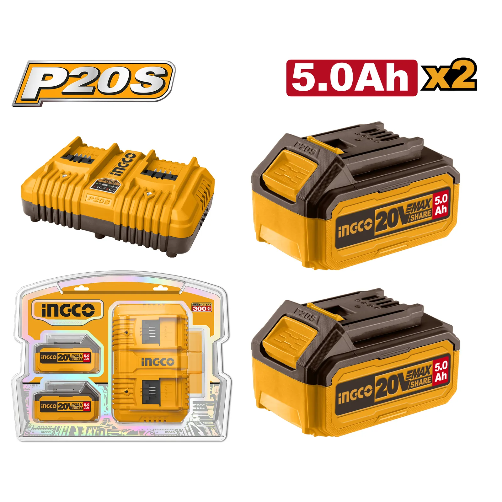 Набор аккумуляторов и зарядки Li-ion 5.0 Ач (8) INGCO FBCPK2425 INDUSTRIAL INGCO FBCPK2425