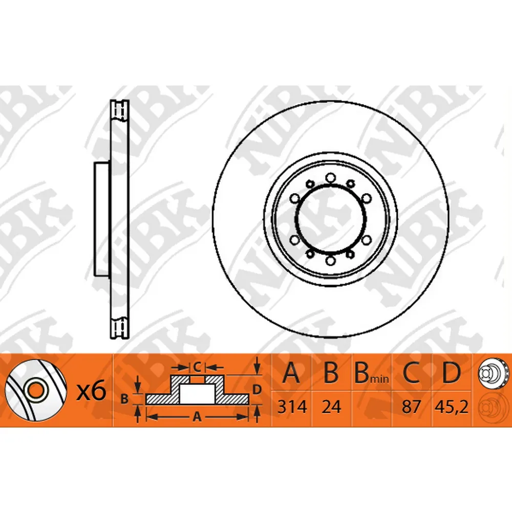Диск тормозной передний MITSUBISHI PAJERO II/SPORT I /VENT.D=314MM NIBK RN1217