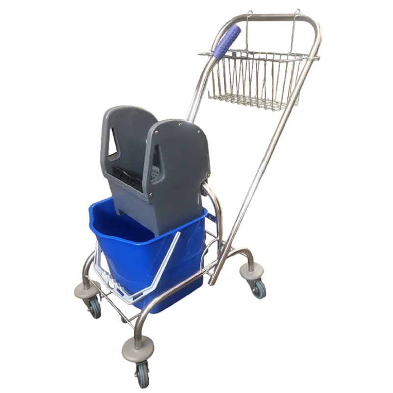 Тележка одноведерная 17л с отжимом, база нержавейка, с корзиной, КОРОТКАЯ ручка ACG 1011653