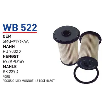 Фильтр топливный FORD C-MAX, FOCUS, GALAXY II WUNDER FILTER WB522