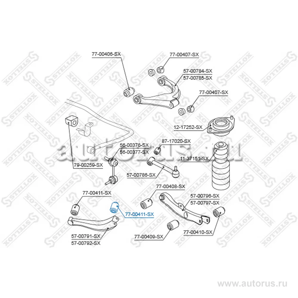 Сайлентблок рычага зад.подв. Subaru Forester/Impreza/Legacy STELLOX 77-00411-SX