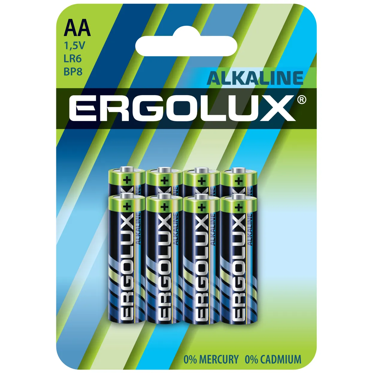 Батарейка алкалиновая ERGOLUX Alkaline AA 1,5V (8 шт) LR6 BP8