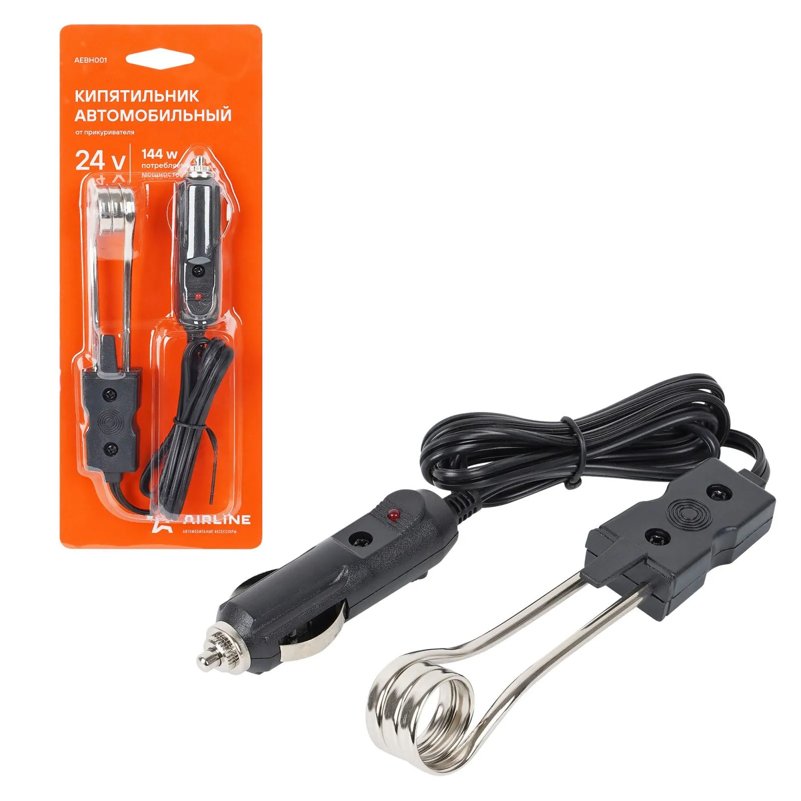 Кипятильник автомобильный от прикуривателя 24В AIRLINE AEBH001