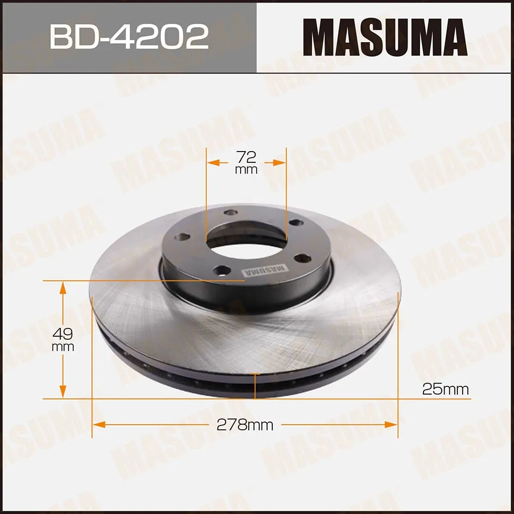 Диск тормозной передний вентилируемый D278мм MAZDA 3 2003-2013/MAZDA 5 2005-2015 MASUMA BD4202