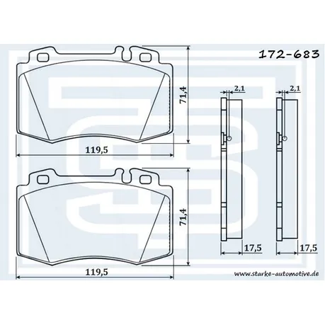 Колодки тормозные перед. MER W163 / W220 c датчиком STARKE 172-683