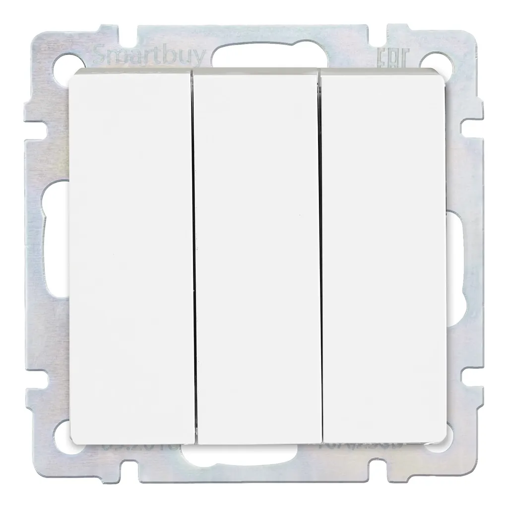 Выключатель 3-клавишный 10а белый нептун SMARTBUY SBE-05W-10-SW3-0