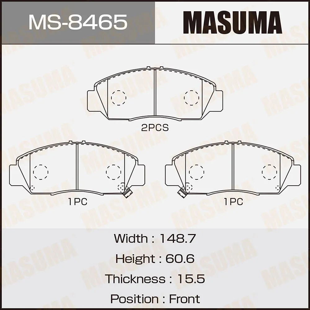 Колодки передние HONDA ACCORD MASUMA MS-8465