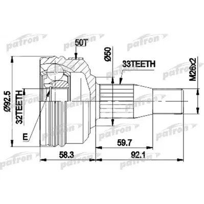 ШРУС наружн к-кт 33x49.6x32 ABS:50T CHRYSLER: 300M, CON PATRON PCV8957