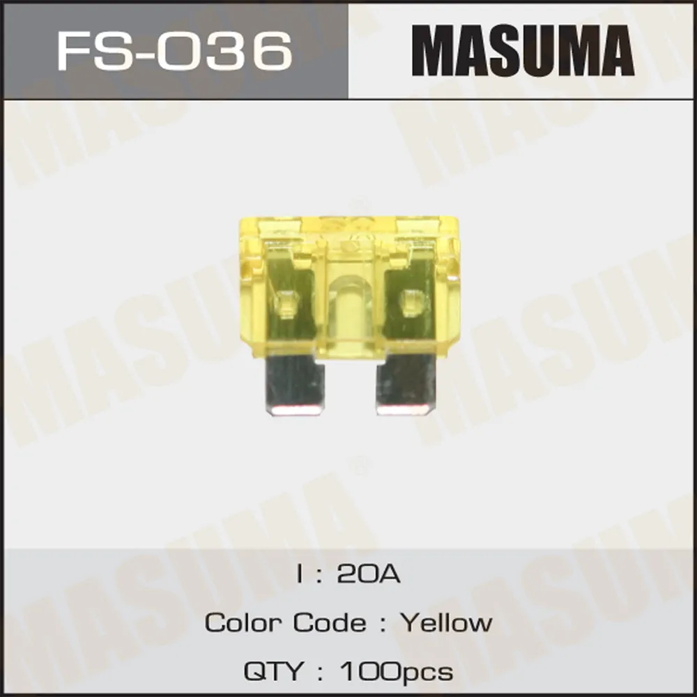 Флажковый автомобильный предохранитель Standart 20 А Желтый 1 шт. MASUMA FS-036