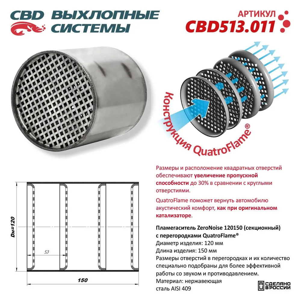 Пламегаситель коллекторный 120150 секционный из Нержавеющей стали. CBD513.011