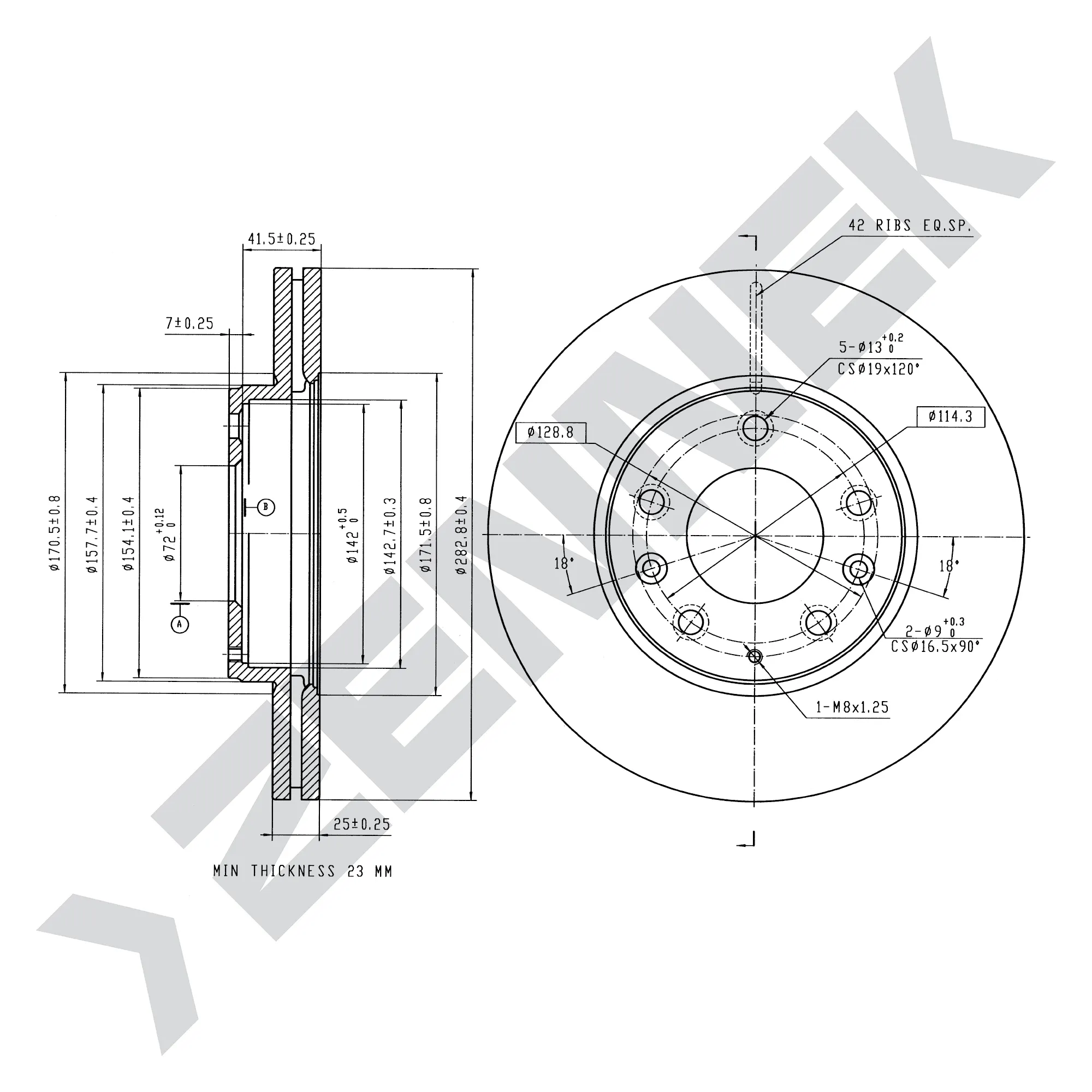 Диск тормозной передний MAZDA 6 GG/GY 02-08 (2 шт) ZENNEK DBD0166