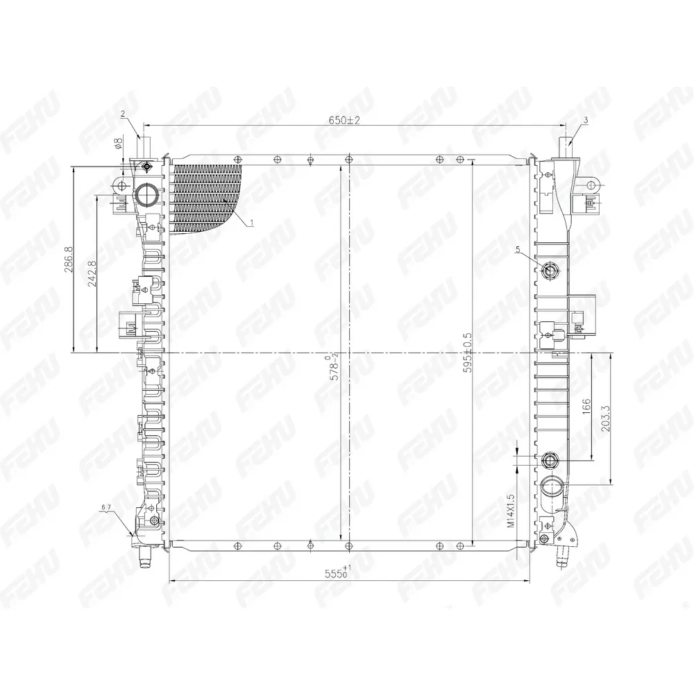 Радиатор охлаждения SsangYong Kyron/Actyon (05-) 5AT FEHU FRC1267