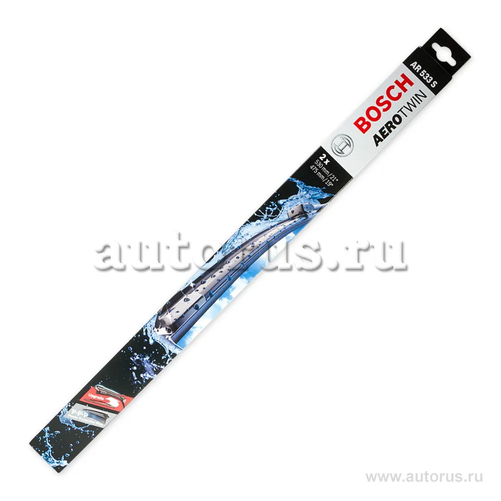 Щетка стеклоочистителя 530/475 мм бескаркасная комплект 2 шт BOSCH AeroTwin 3 397 118 902