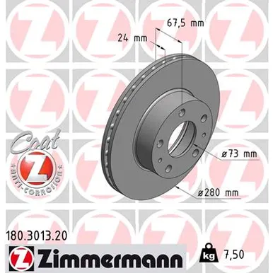 Диск тормозной передний CITROEN JUMPER, PEUGEOT BOXER, FIAT DUCATO ZIMMERMANN 180.3013.20