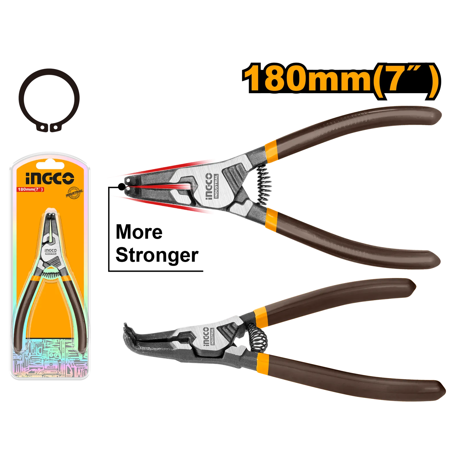 Съемник стопорных колец изогнутый 180 мм INGCO HCCP261802