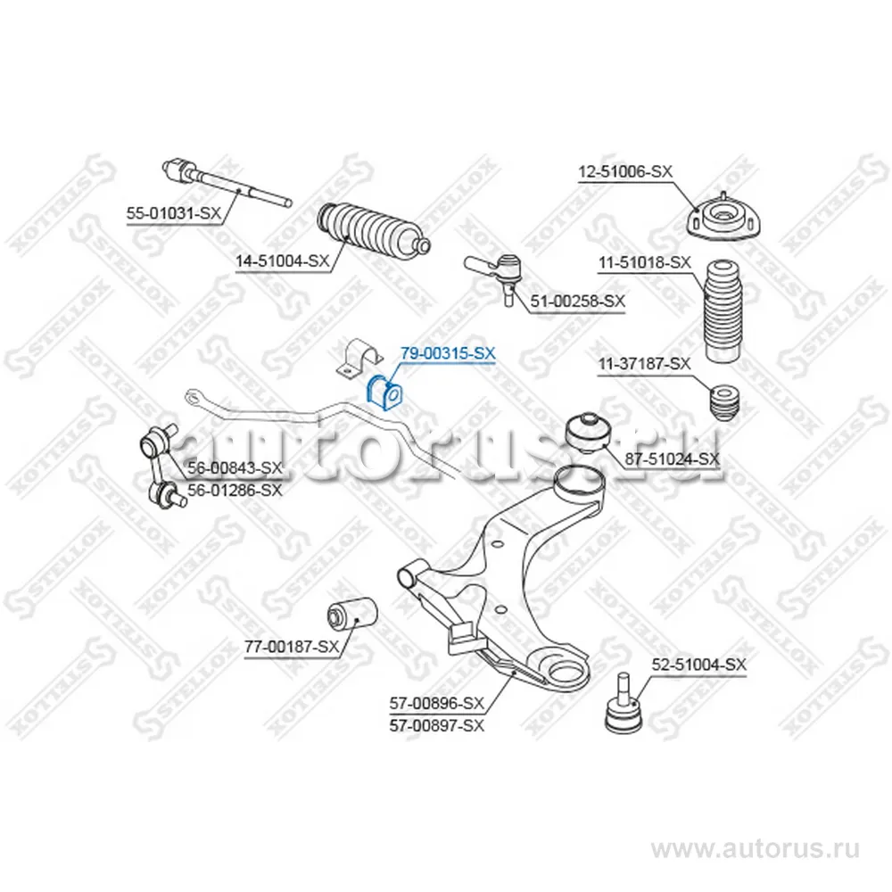 Втулка стабилизатора переднего Hyundai Matrix 03> STELLOX 79-00315-SX