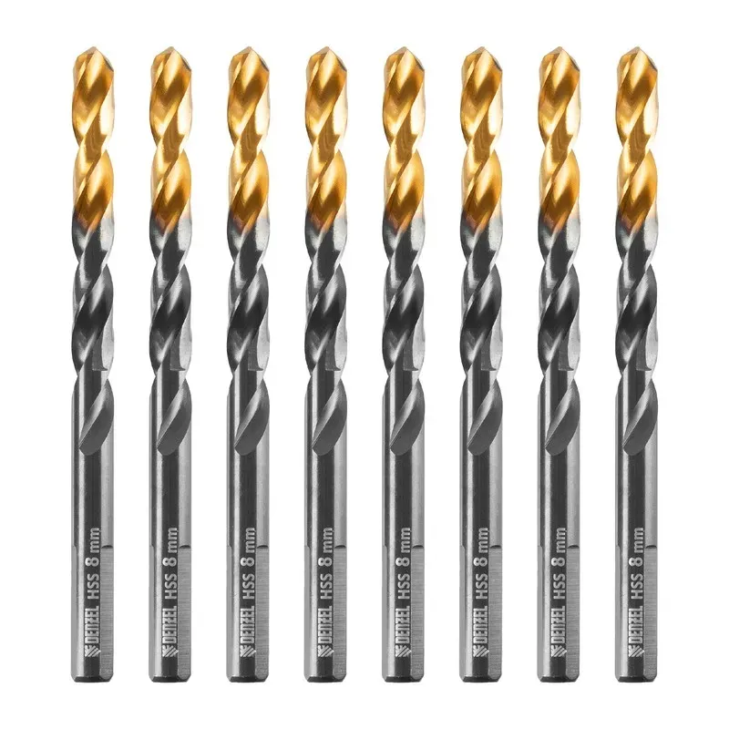 Сверло по металлу, 8 мм, HSS-Tin, Golden Tip, 8 шт. Denzel Denzel 717219