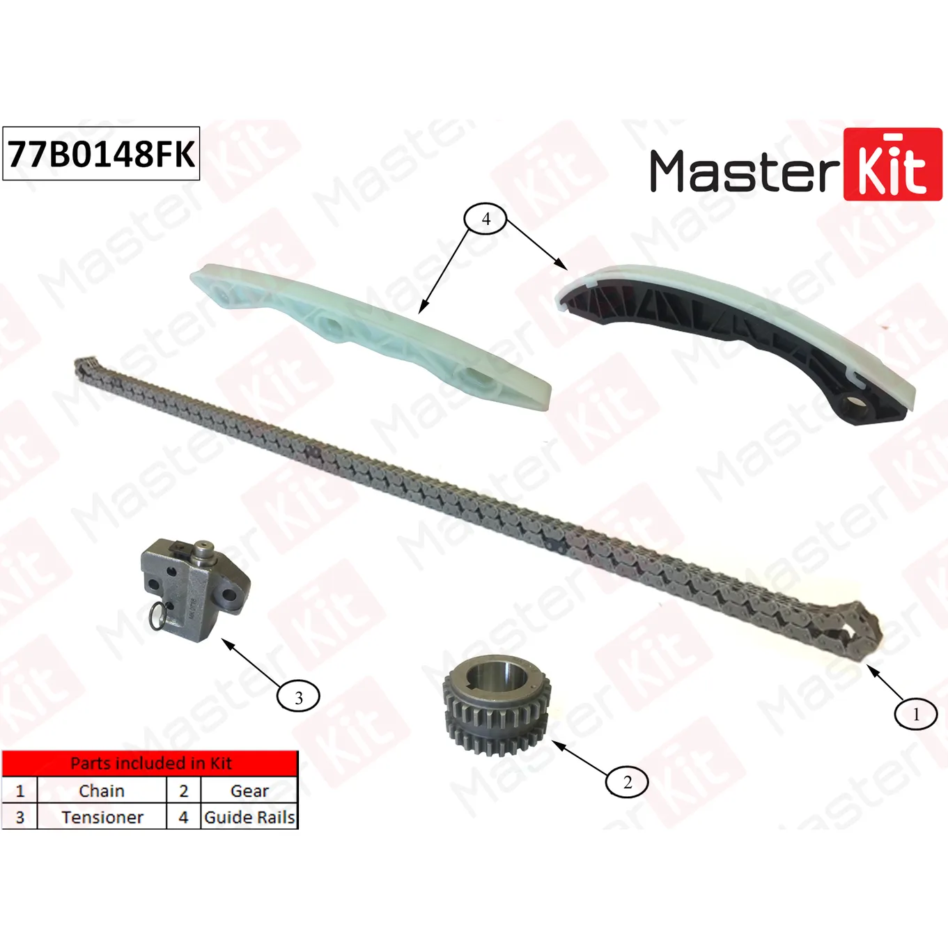 Комплект цепи ГРМ MITSUBISHI 1.6-2.4 4B11/4B12/4A92 (co звездочками) MASTERKIT 77B0148FK