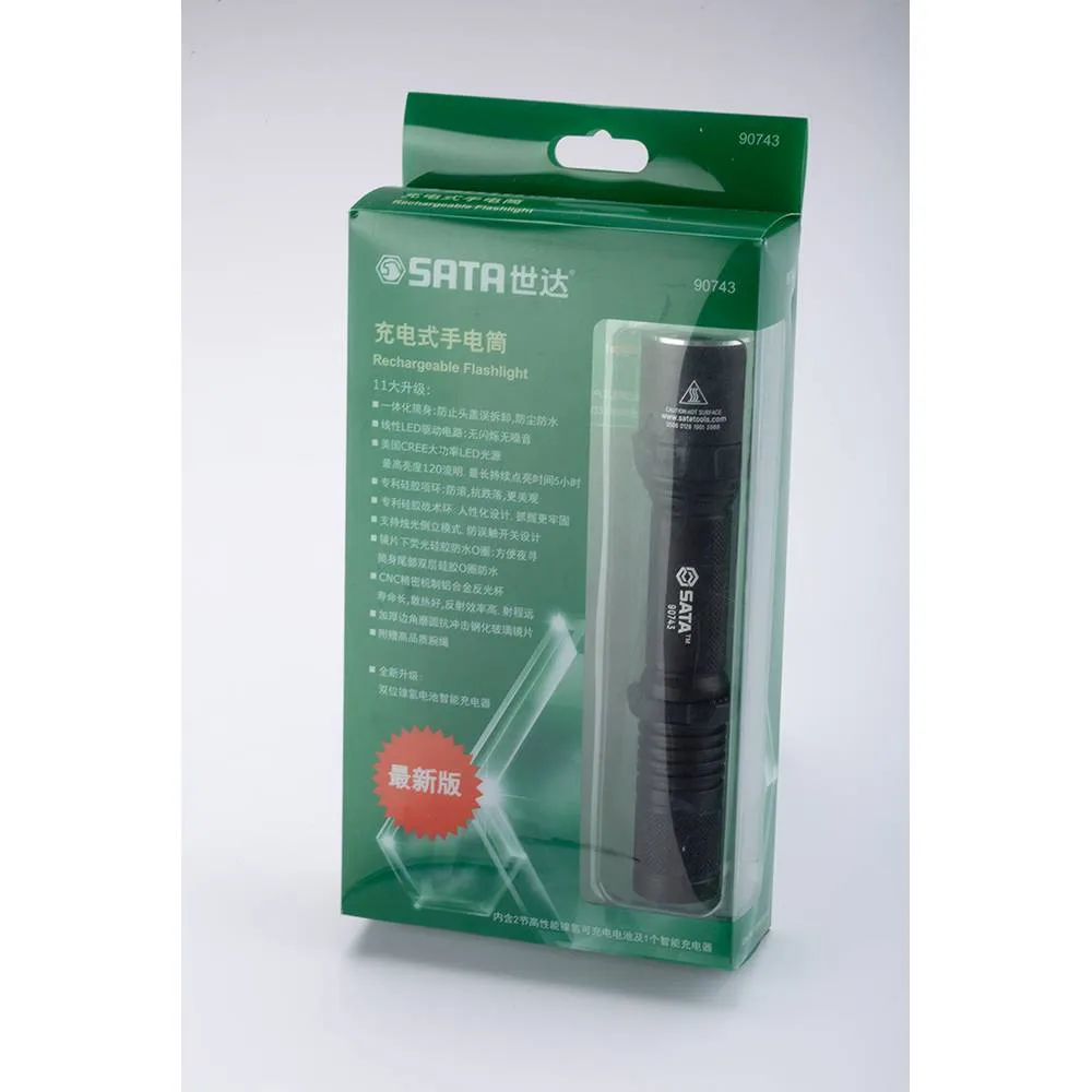 Фонарь светодиодный Rechargeable Flashlight SATA 90743