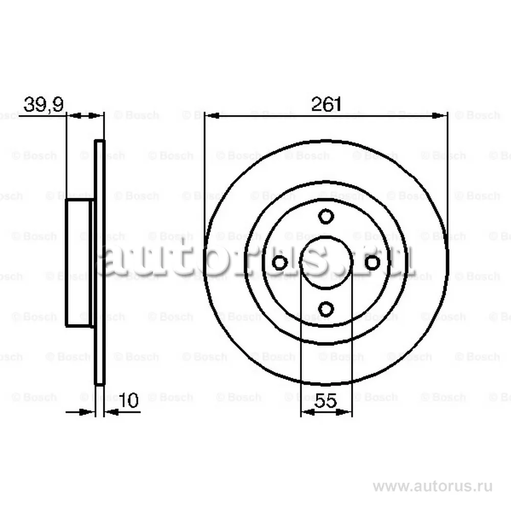 Диск тормозной MAZDA 323 F VI 98-04, 323 S VI 98-04 BOSCH 0986479128