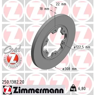 Диск тормозной задний ZIMMERMANN 250.1382.20