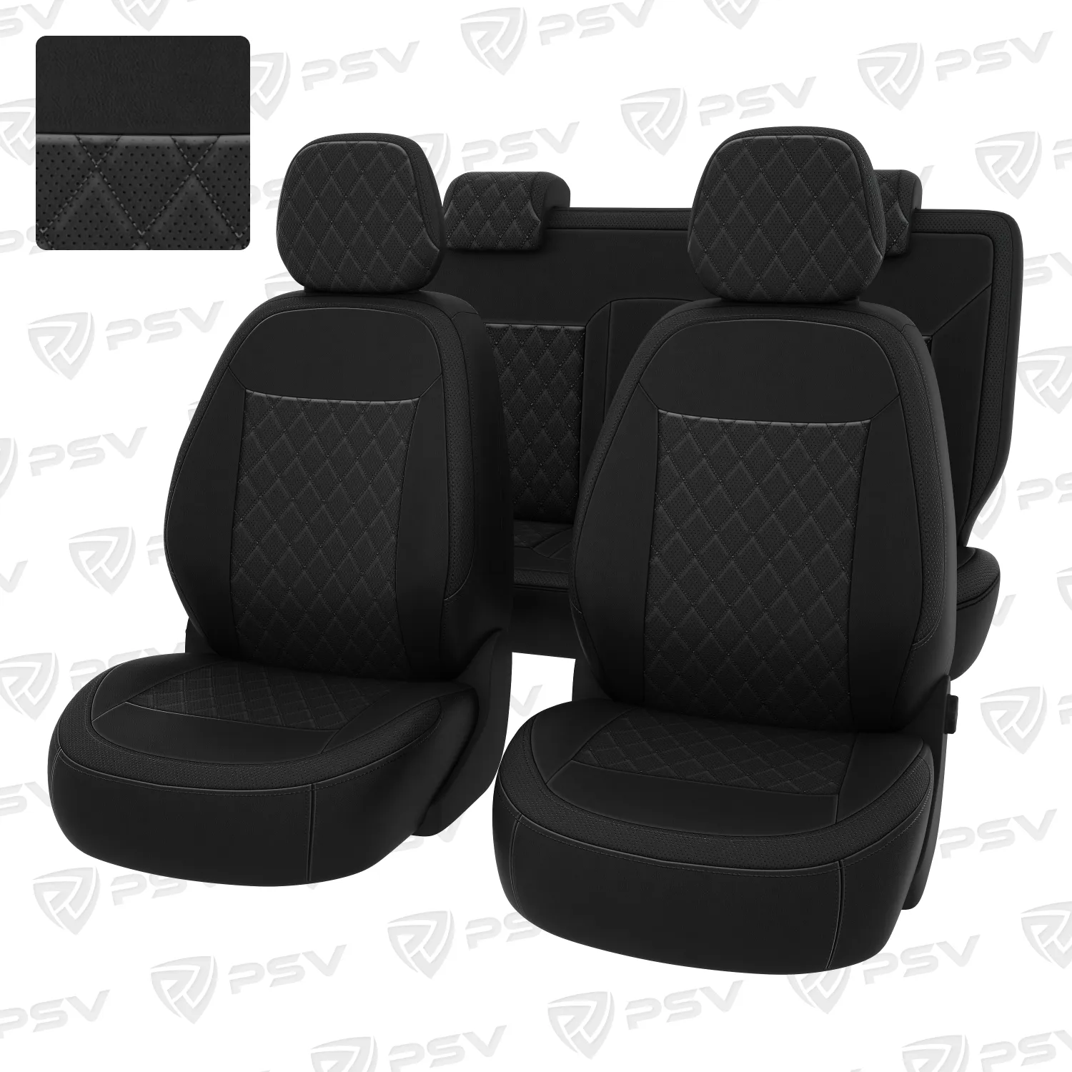 Чехлы в машину PSV для Chevrolet Cobalt II 2011-2016 г./Ravon R4 2016-> РОМБ/отстрочка черная, черна 136392