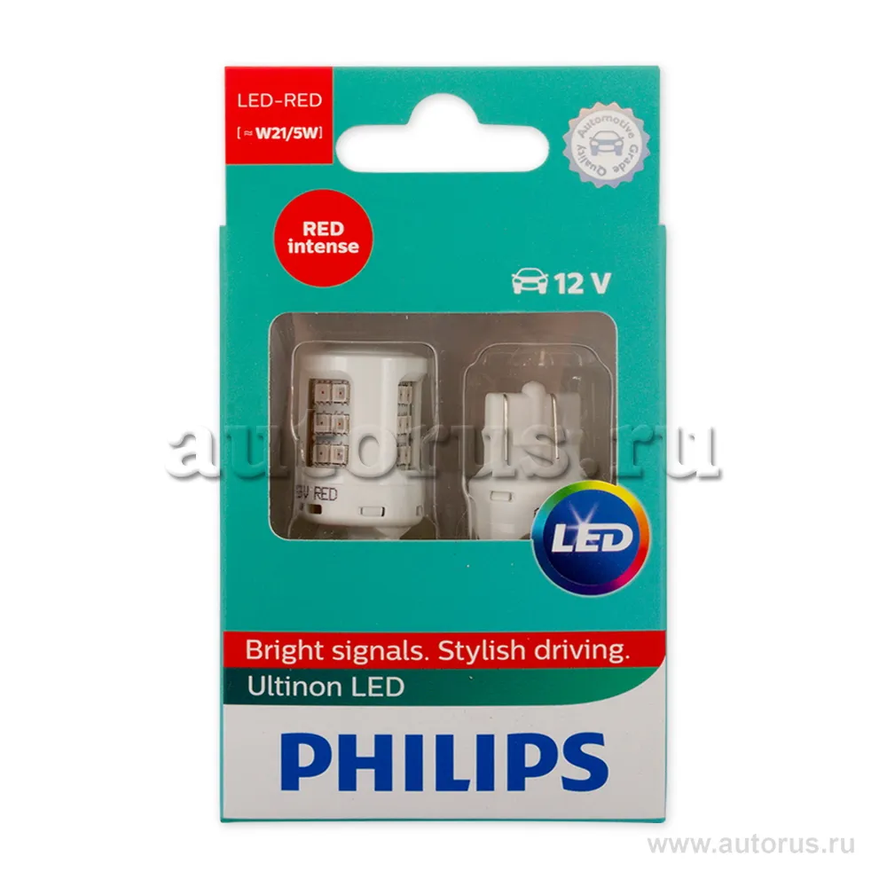 Лампа светодиодная 12V W21/5W 21/5W PHILIPS Ultinon LED 2 шт. картон 11066ULRX2