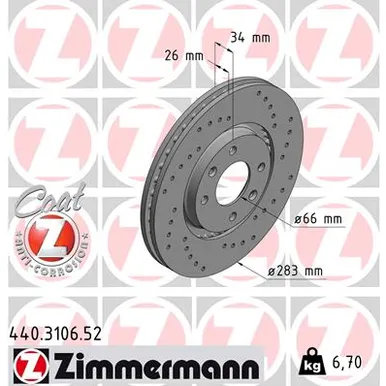 Диск тормозной передний ZIMMERMANN 440310652