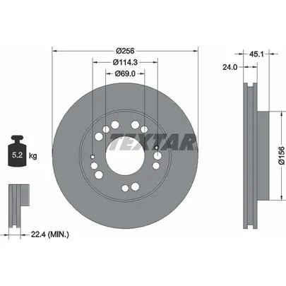 Диск тормозной передний стандартный MITSUBISHI TEXTAR 92094700