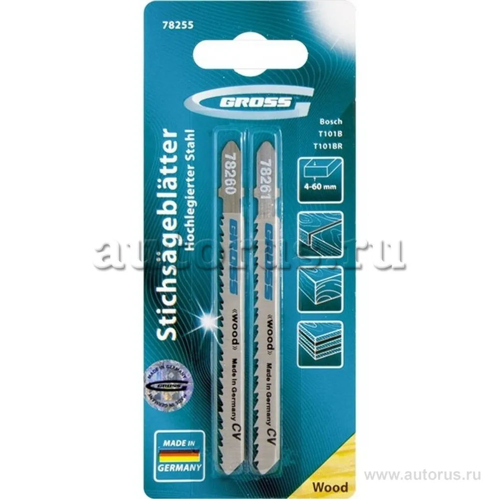 Набор полотен для электролобзика по дереву, 2шт. T101B+T101BR GROSS 78255