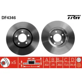 Диск тормозной передний TRW DF4346
