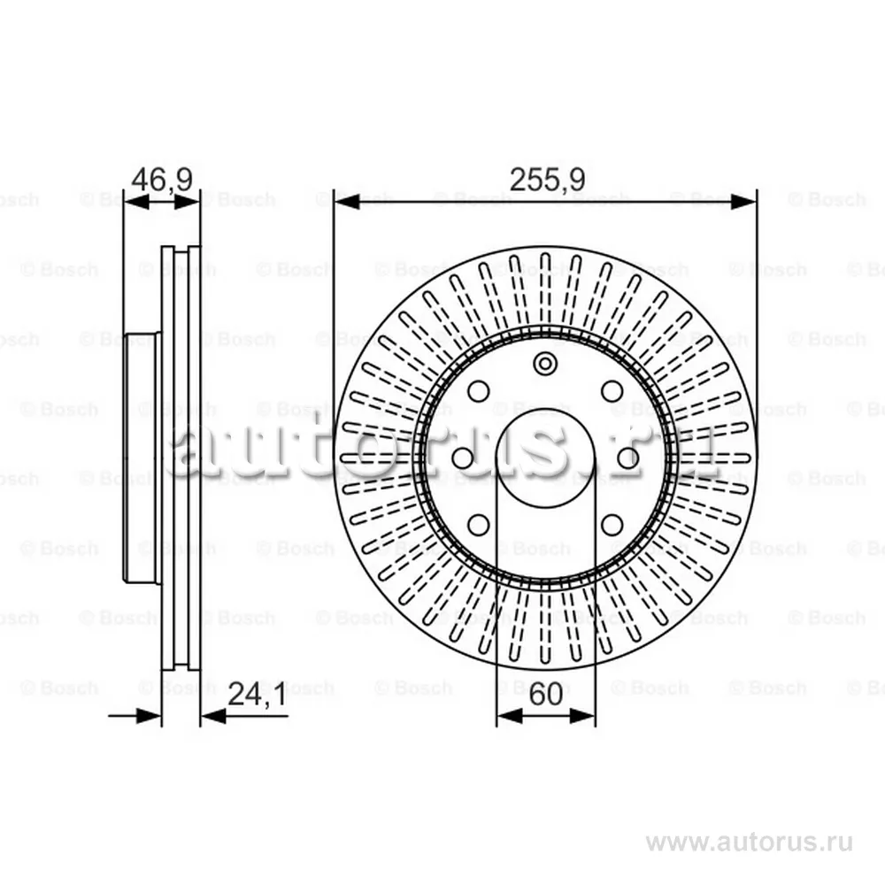 Диск тормозной передний CHEVROLET LACETTI/EPICA/REZZO /VENT D=256MM BOSCH 0 986 479 R70