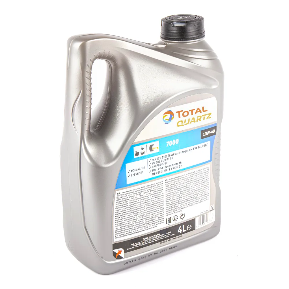 Масло моторное Total Quartz 7000 10W-40 полусинтетическое 4 л 201523 TOTALENERGIES 201523
