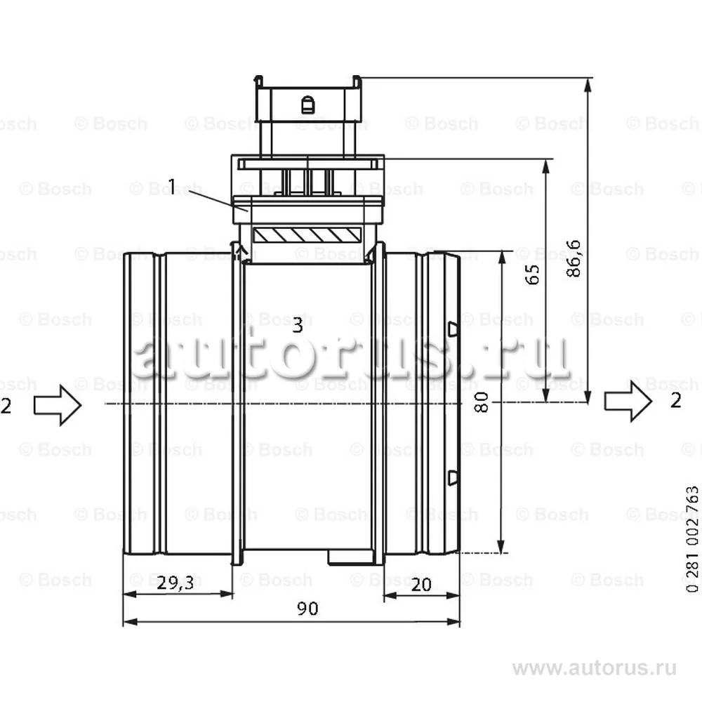 Датчик массового расхода воздуха FIAT BOSCH 0 281 002 764