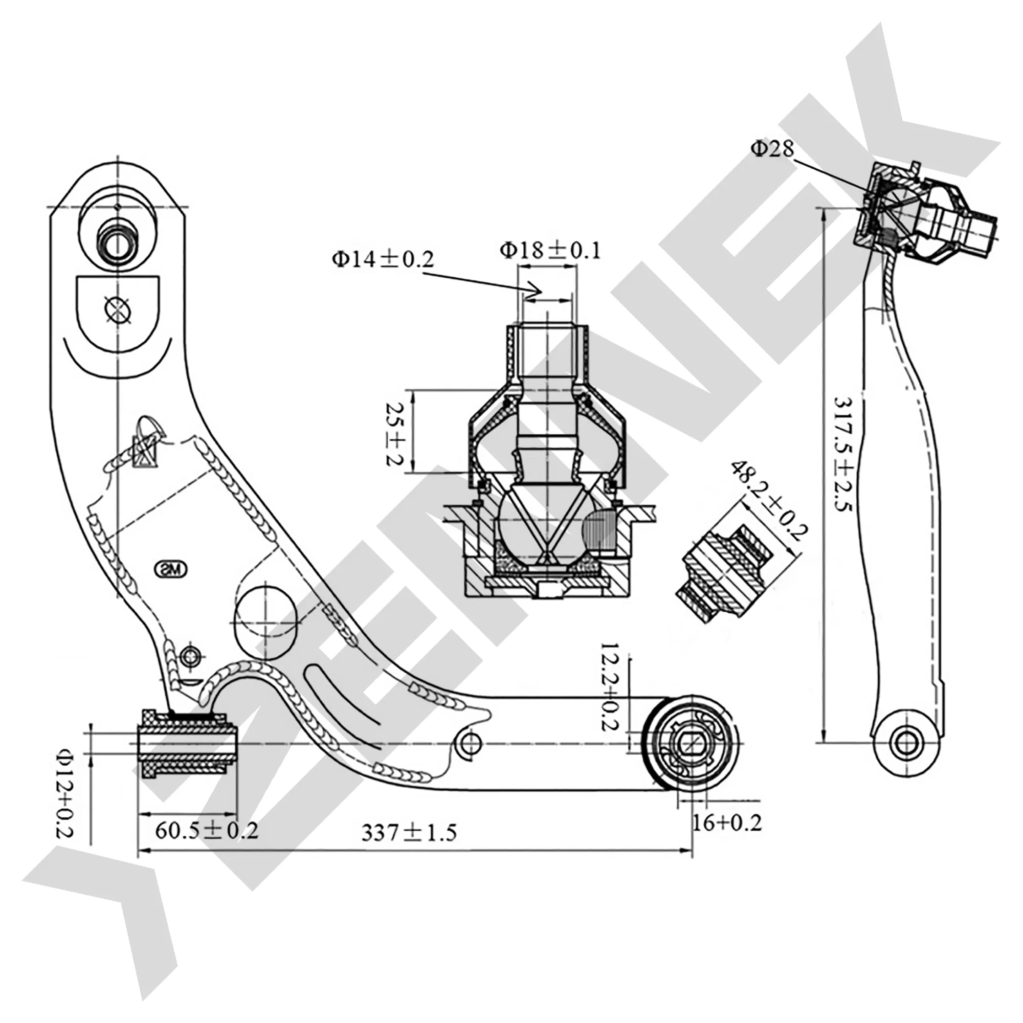 Рычаг передний правый MAZDA 323S 01-04 ZENNEK DCA0117