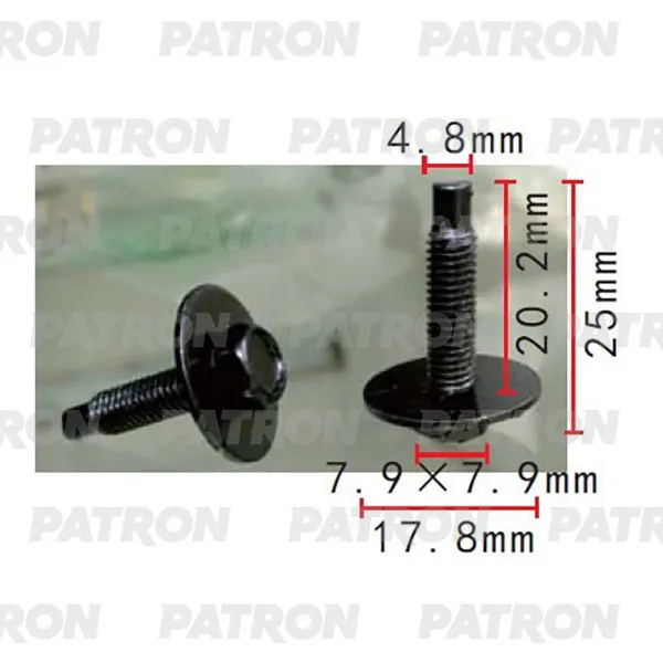 Винт металлический Применяемость: Болт Шайба T1=8.0x8.0, T2=18.0, F=4 PATRON P372224