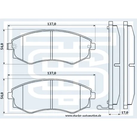 Колодки тормозные перед. HYUNDAI ELANTRA (XD) / LANTRA II / SONATA II-IV STARKE 178-545