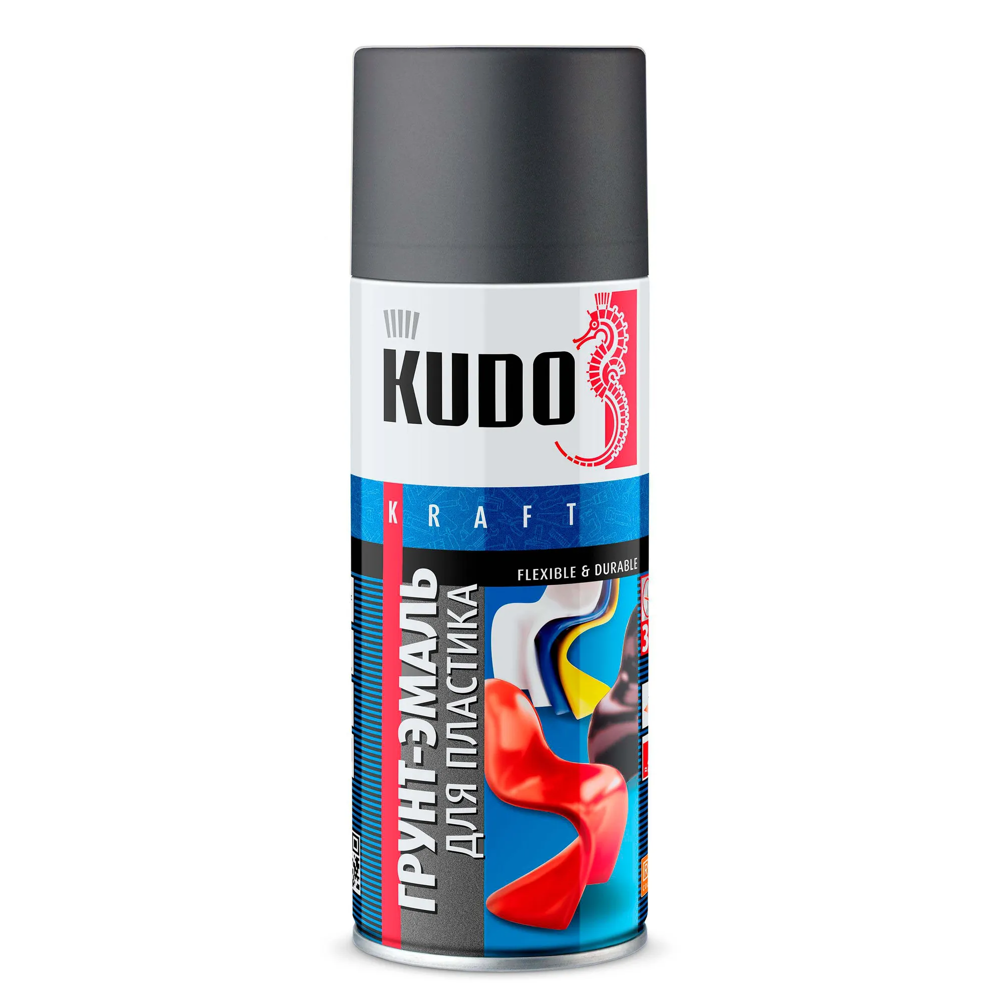 Грунт эмаль для пластика графит 520 мл KUDO KU-6004