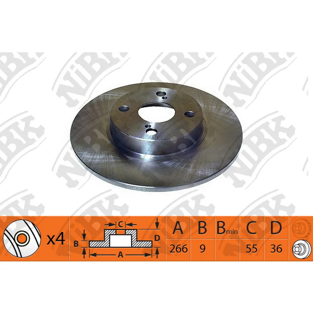 Диск тормозной задний TOYOTA COROLLA E11 /D=266MM NIBK RN1228