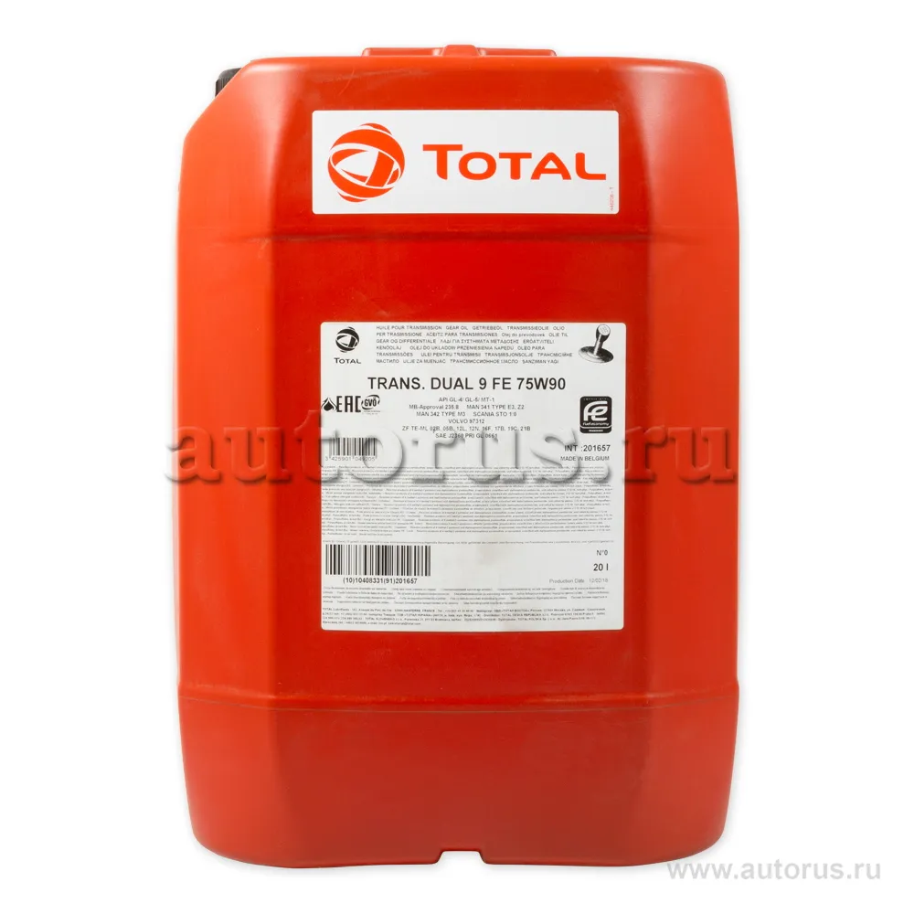 Масло трансмиссионное TOTALENERGIES Transmission Dual 9 FE 75W-90 20 л 10350901