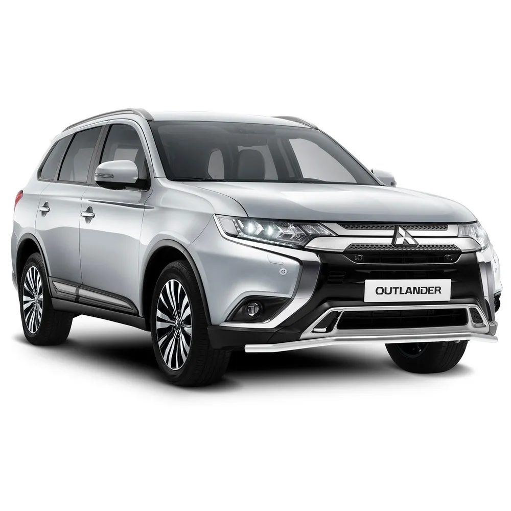Защита переднего бампера d42 волна длинная Rival для Mitsubishi Outlander III рестайлинг 2015-2018 2018-н.в., нерж. сталь, R.4010.004