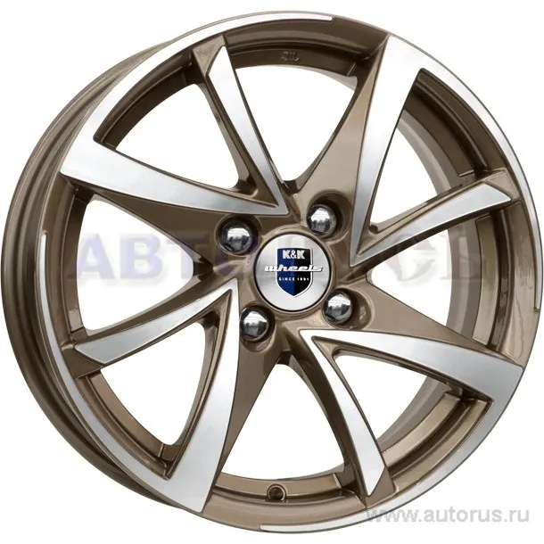 Диск литой R15 6.5J 4x100/54.1 ET48 КИК Игуана алмаз брасс 11883