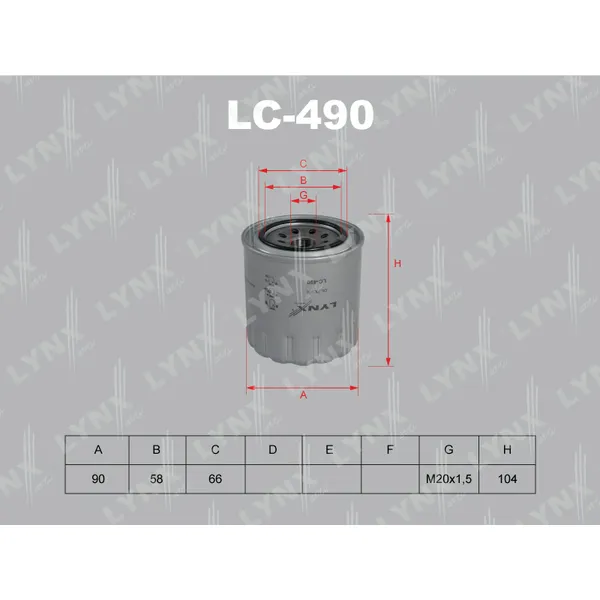 Фильтр масляный LYNXauto LC-490