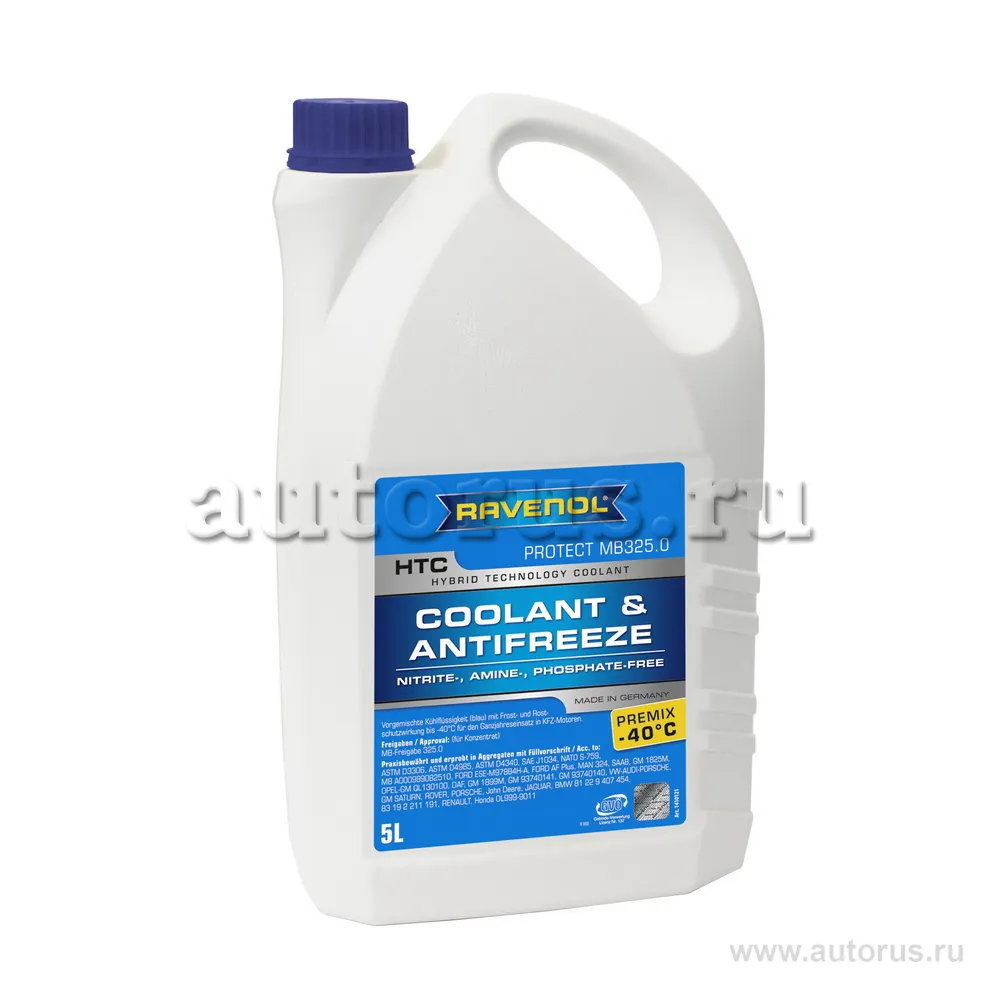 Антифриз готовый к прим. синий RAVENOL HTC Hybrid Techn.Coolant Premix -40C (5л) 1410121-005 (4014835755758)