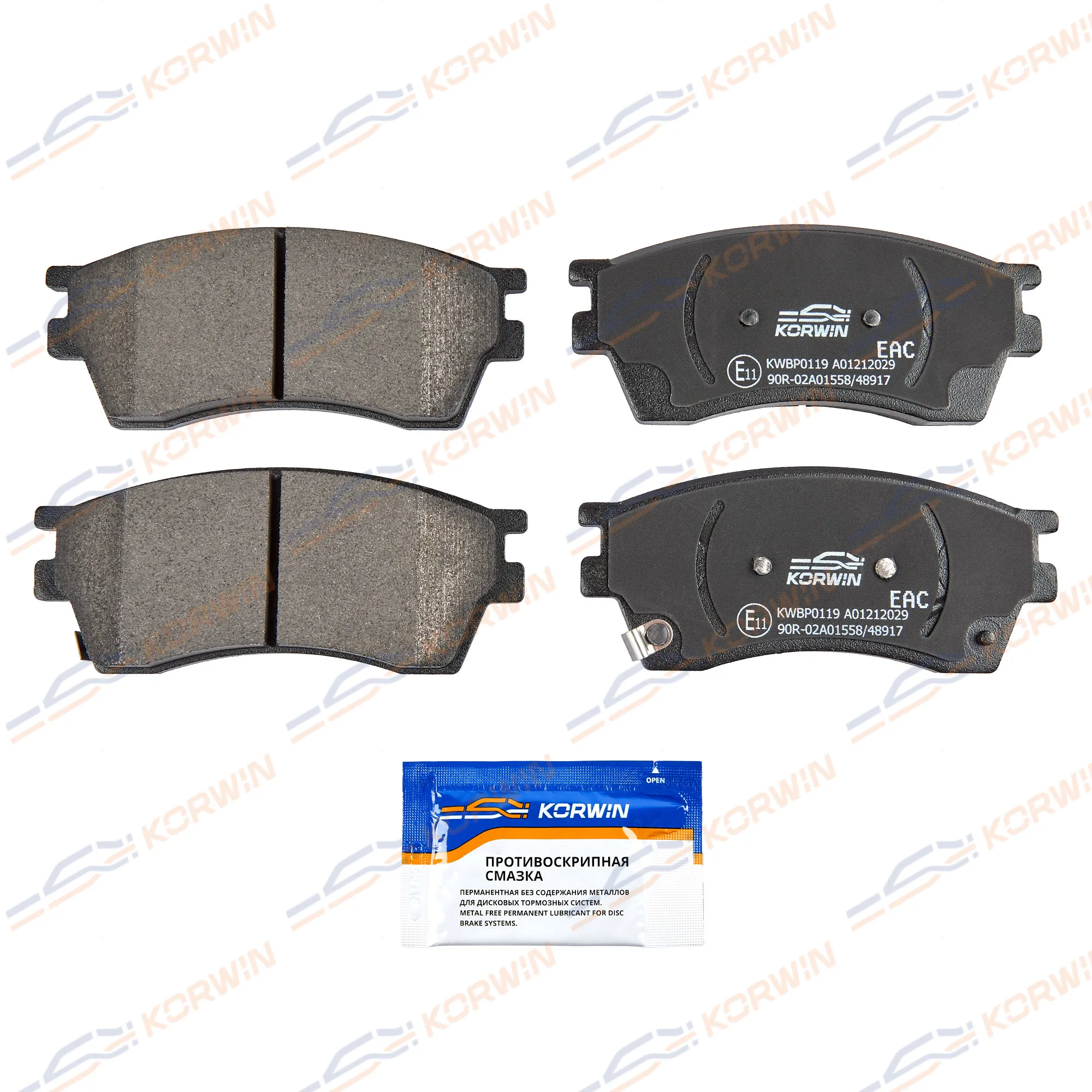 Колодки тормозные перед. FAW Besturn X80 14-/FAW Besturn X80 NEW 16- KORWIN KWBP0119