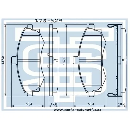 Колодки тормозные перед. HYUNDAI ELANTRA (XD) / MATRIX (FC) STARKE 178-529